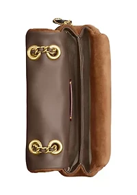 Quilted Suede Tabby Shoulder Bag with 20" Chain