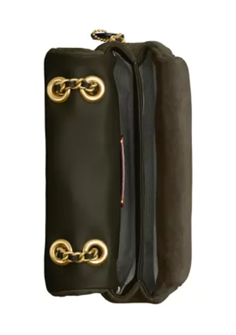 Quilted Suede Tabby Shoulder Bag with 20" Chain