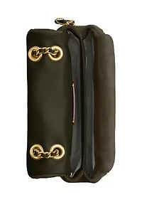 Quilted Suede Tabby Shoulder Bag with 20" Chain