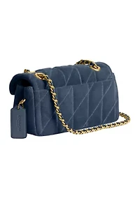 Quilted Suede Tabby Shoulder Bag with 20" Chain