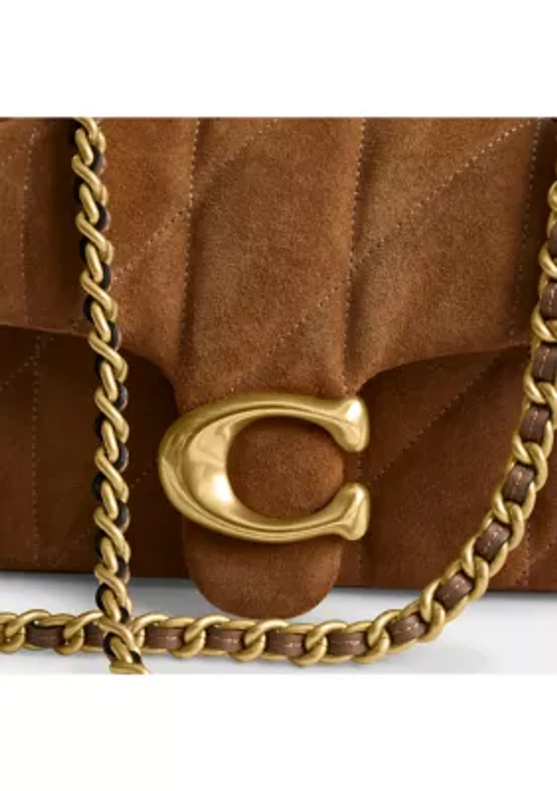 Quilted Suede Tabby Shoulder Bag with 20" Chain