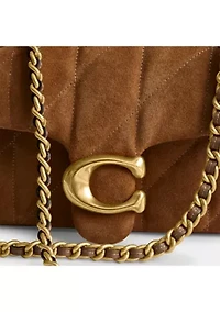 Quilted Suede Tabby Shoulder Bag with 20" Chain