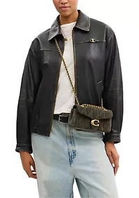 Quilted Suede Tabby Shoulder Bag with 20" Chain