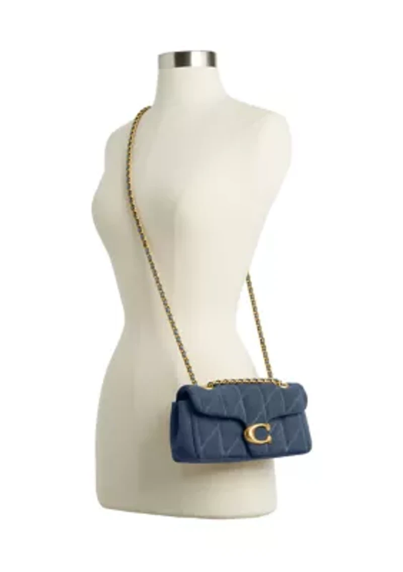 Quilted Suede Tabby Shoulder Bag with 20" Chain