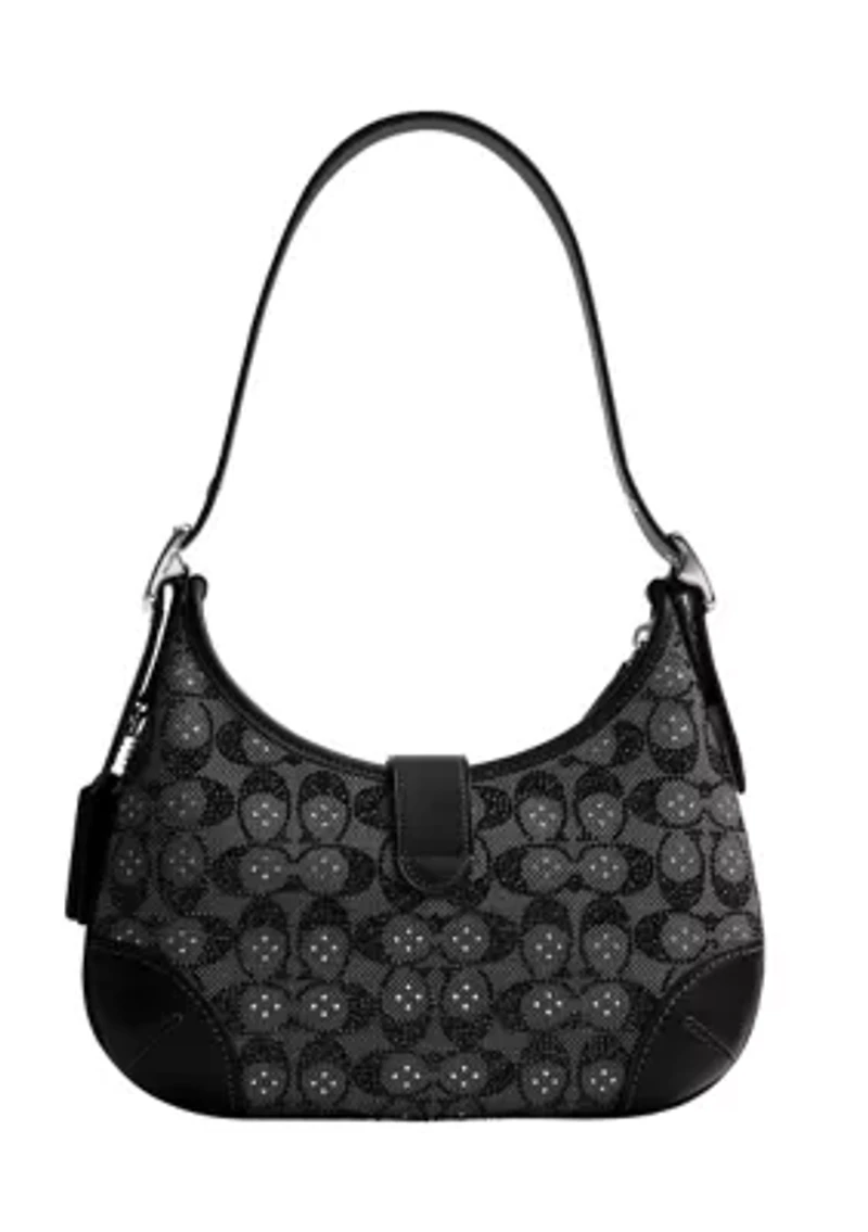Hamptons Hobo Bag Crystal Signature Jacquard