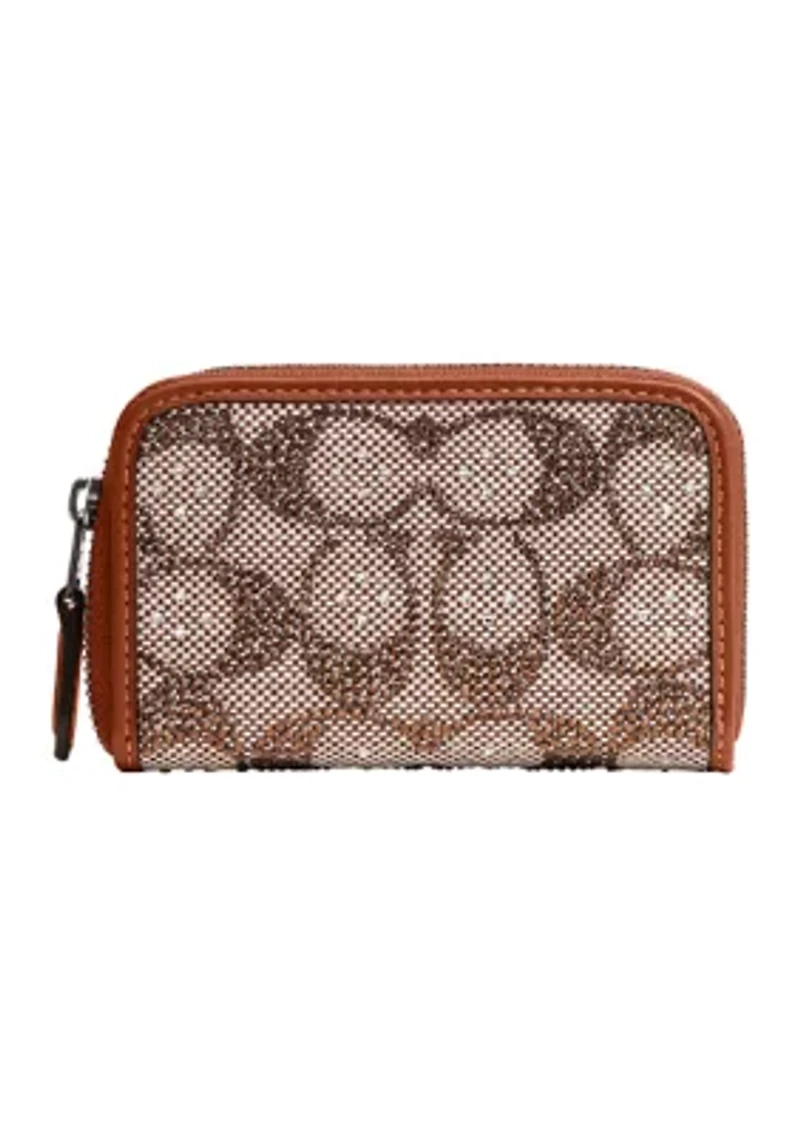 Essential Small Zip Around Card Case in Crystal Signature Jacquard