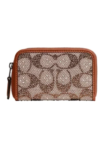 Essential Small Zip Around Card Case in Crystal Signature Jacquard