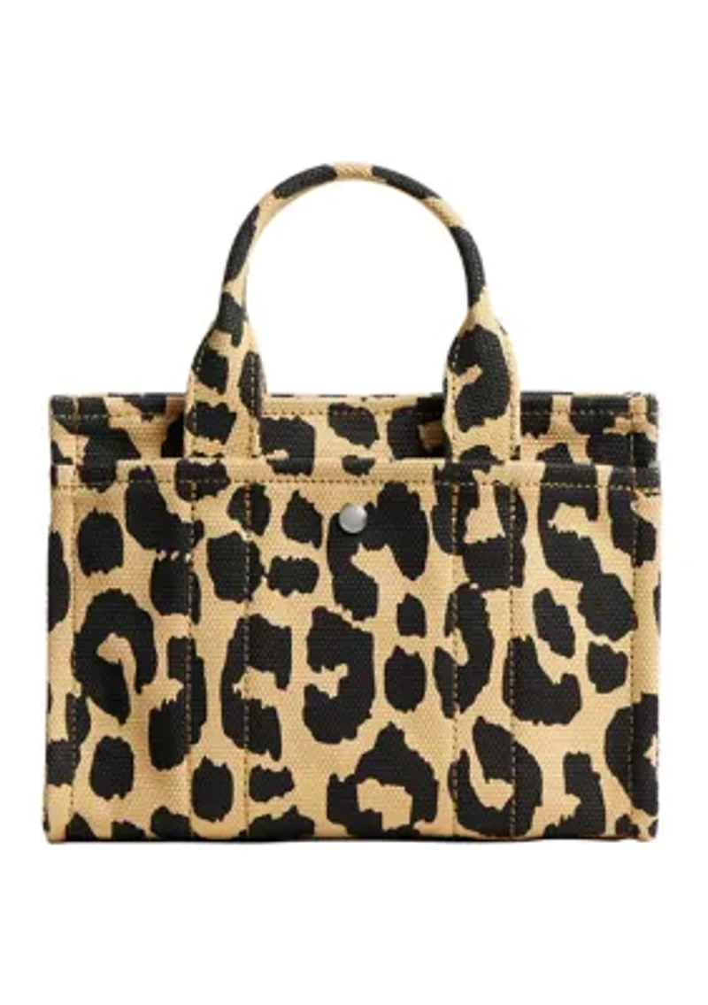 Leopard Printed Canvas Cargo 20 Tote Bag