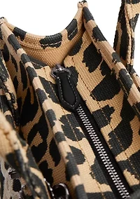 Leopard Printed Canvas Cargo 20 Tote Bag
