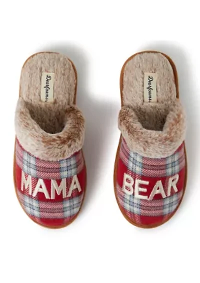 Women's Mama Bear Red Plaid Scuff