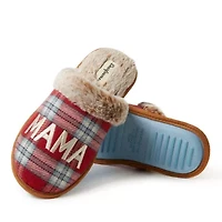 Women's Mama Bear Red Plaid Scuff