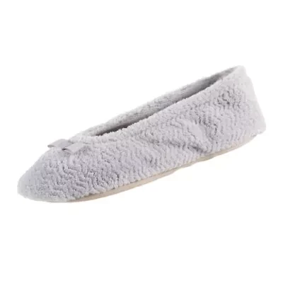 isotoner Women's Chervon Microterry ballerina with Suede Sole