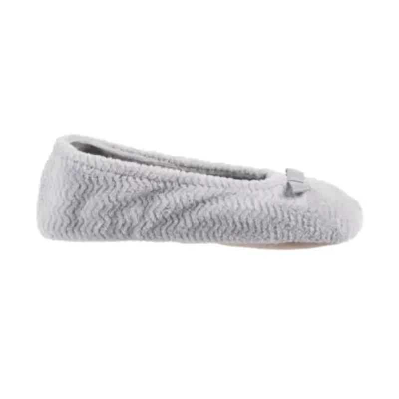 isotoner Women's Chervon Microterry ballerina with Suede Sole