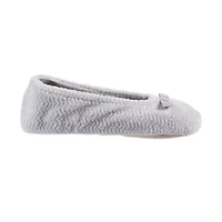 isotoner Women's Chervon Microterry ballerina with Suede Sole