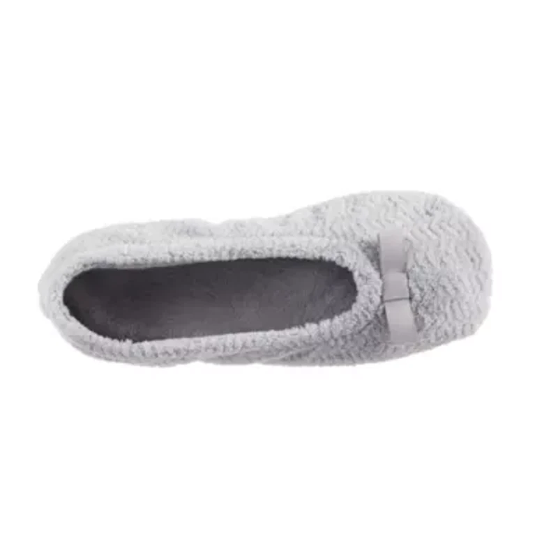 isotoner Women's Chervon Microterry ballerina with Suede Sole