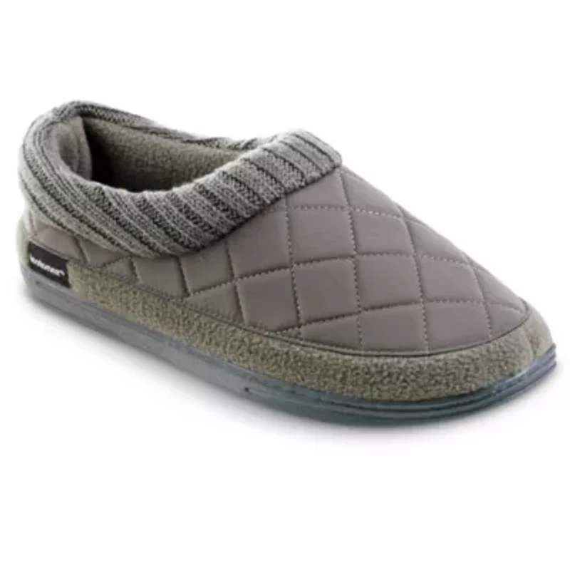 isotoner Men's Quilted Nylon Levon Low Boot Slippers