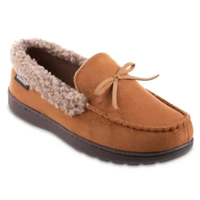 isotoner Men's Memory Foam Microsuede and Berber Moccasin Slippers