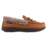 isotoner Men's Memory Foam Microsuede and Berber Moccasin Slippers