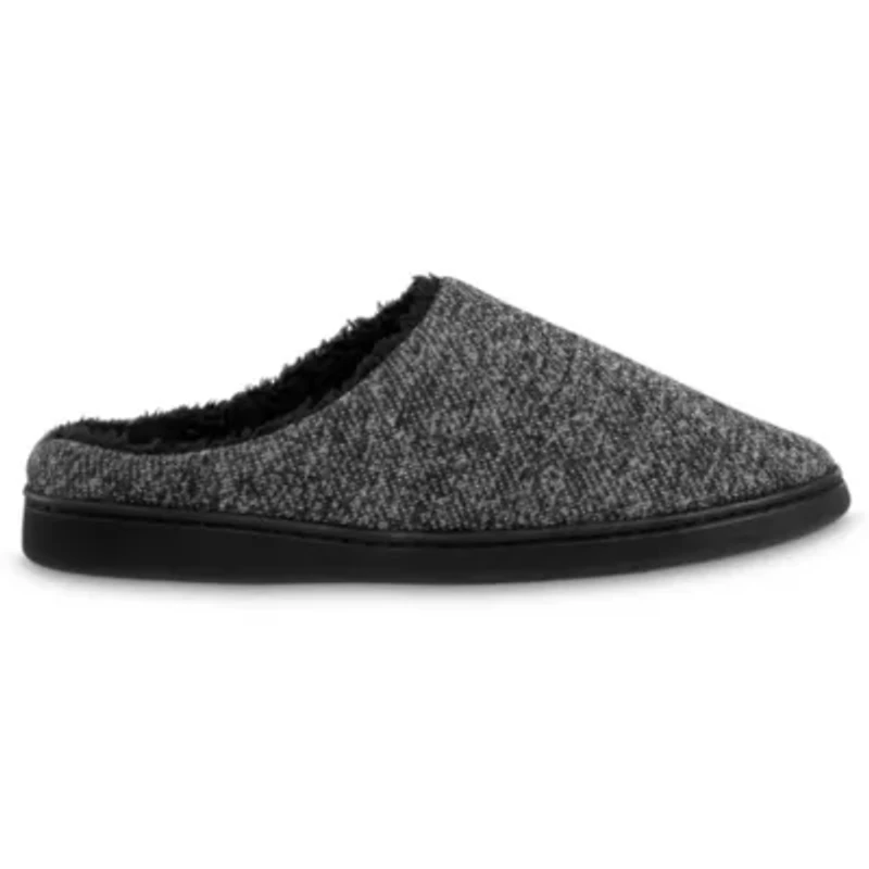 isotoner Men's Heathered Knit Hoodback Slippers