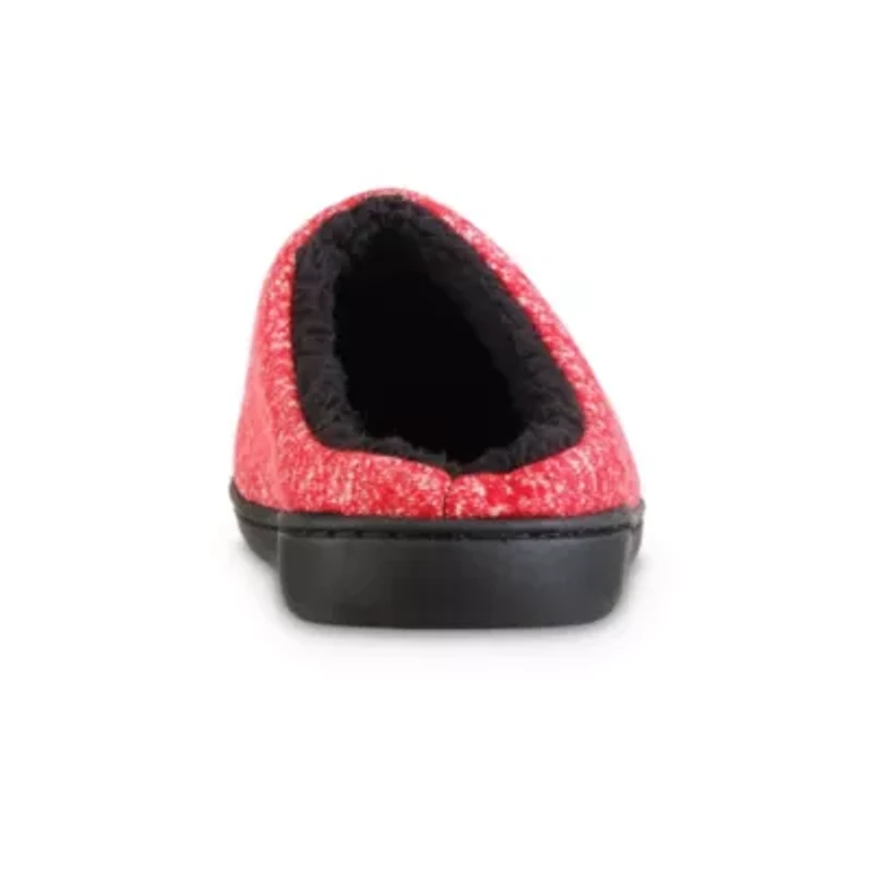 isotoner Men's Heathered Knit Hoodback Slippers