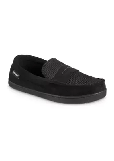 isotoner Men's Advanced Memory Foam Houndstooth Jasper Moccasin ECO Comfort Slippers