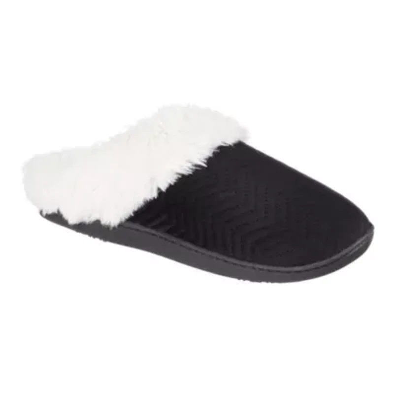 Women's Quilted Chevron Velour Louise Clog Slippers with Indoor/Outdoor Sole
