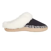 Women's Embroidered Microsuede Clara Clog Slippers with Memory Foam and Indoor/Outdoor Sole
