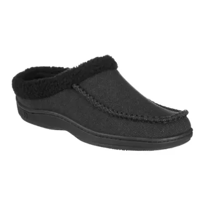 Men's Brushed Knit Plaid Lewis Clog Slippers with Cooling Gel Memory Foam and Indoor/Outdoor Sole