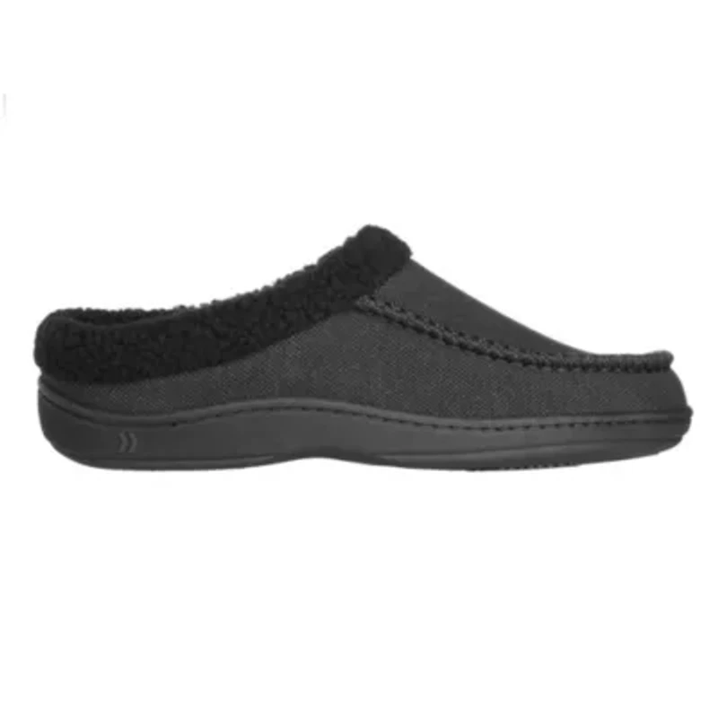 Men's Brushed Knit Plaid Lewis Clog Slippers with Cooling Gel Memory Foam and Indoor/Outdoor Sole