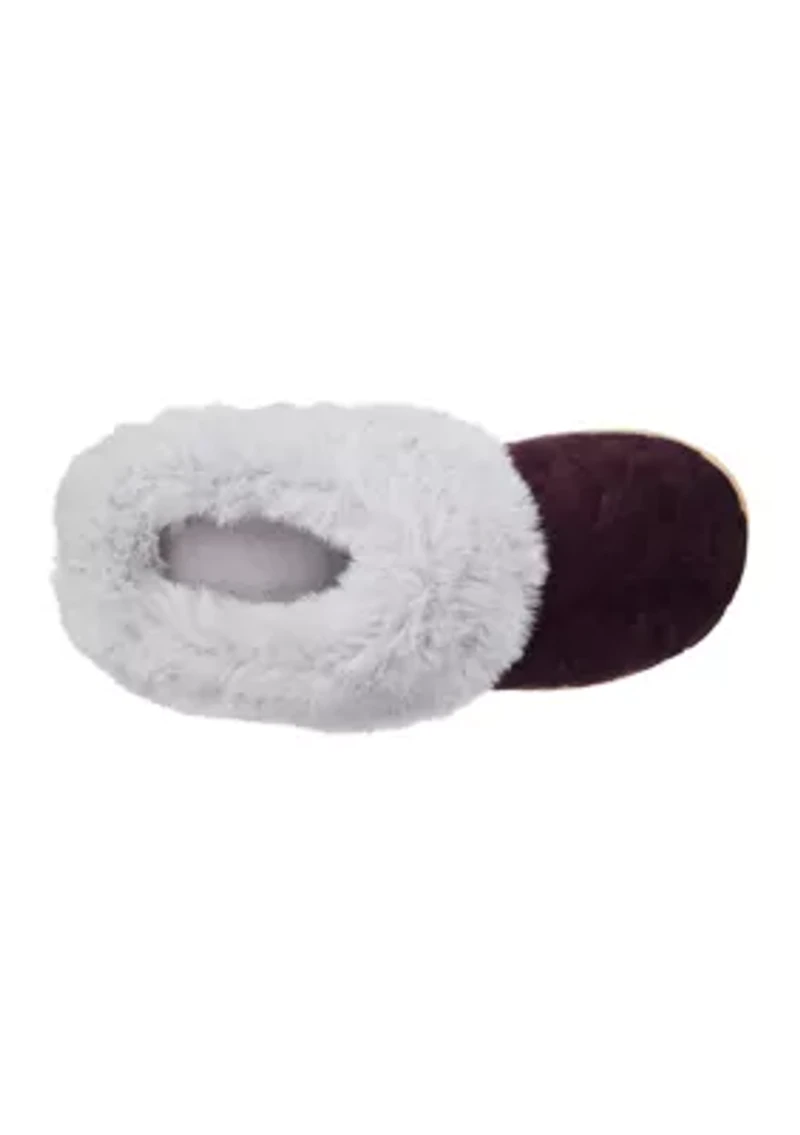 Women's Quilted Velour Clog Slippers