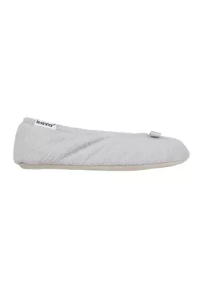 Women's Diamond Microterry Gemma Ballerina Slipper with Memory Foam