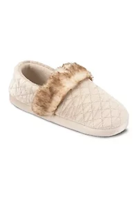 Women's Quilted Velour A-Line Slippers with Memory Foam Comfort