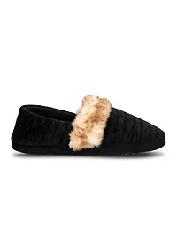 Women's Quilted Velour A-Line Slippers with Memory Foam Comfort