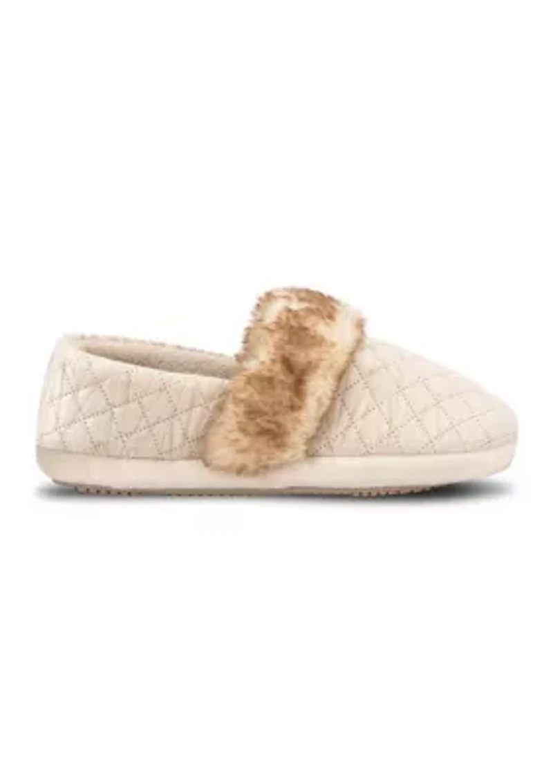 Women's Quilted Velour A-Line Slippers with Memory Foam Comfort