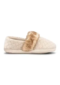 Women's Quilted Velour A-Line Slippers with Memory Foam Comfort