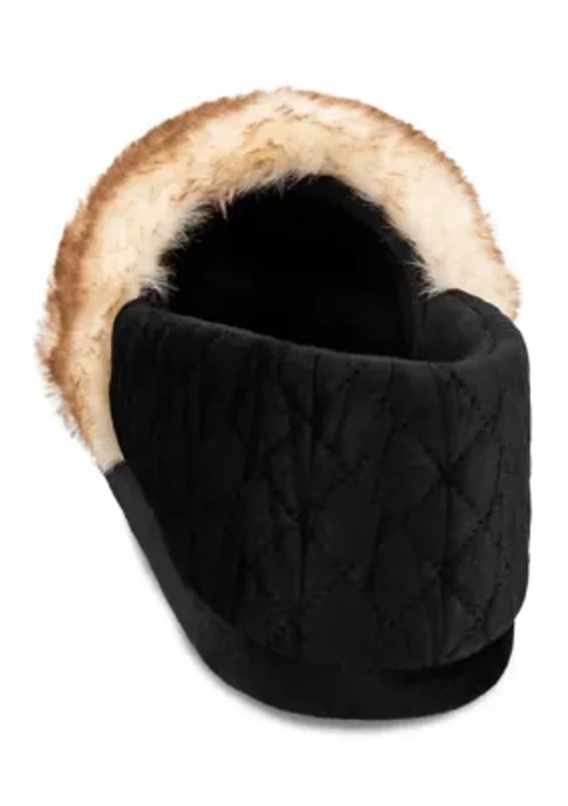 Women's Quilted Velour A-Line Slippers with Memory Foam Comfort
