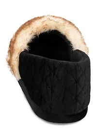 Women's Quilted Velour A-Line Slippers with Memory Foam Comfort