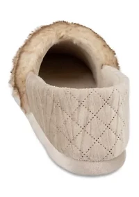 Women's Quilted Velour A-Line Slippers with Memory Foam Comfort