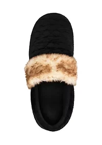 Women's Quilted Velour A-Line Slippers with Memory Foam Comfort