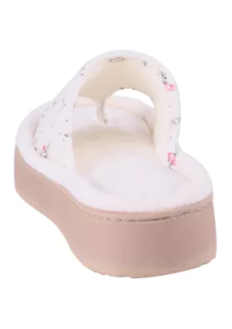 Ditzy Floral Thong Flip Flop Platform Slippers