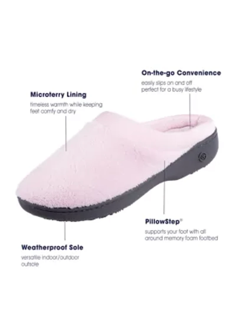 Signature Microterry PillowStep Plus Matte Satin Hoodback Slipper