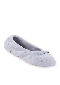 Signature Classics Terry Floral Embroidered Ballerina Slipper