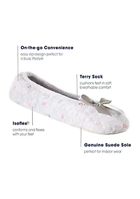 Signature Classics Terry Floral Embroidered Ballerina Slipper