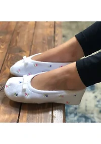Signature Classics Terry Floral Embroidered Ballerina Slipper