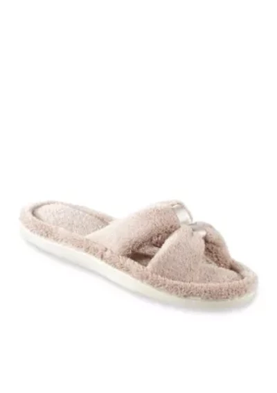 Microterry Satin Slide Slippers with Memory Foam