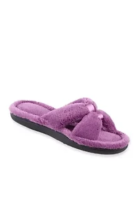 Microterry Satin Slide Slippers with Memory Foam