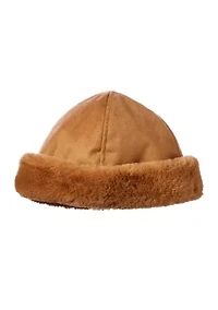 Women’s Recycled Water Repellent Microsuede Hat with Faux Fur Cuff
