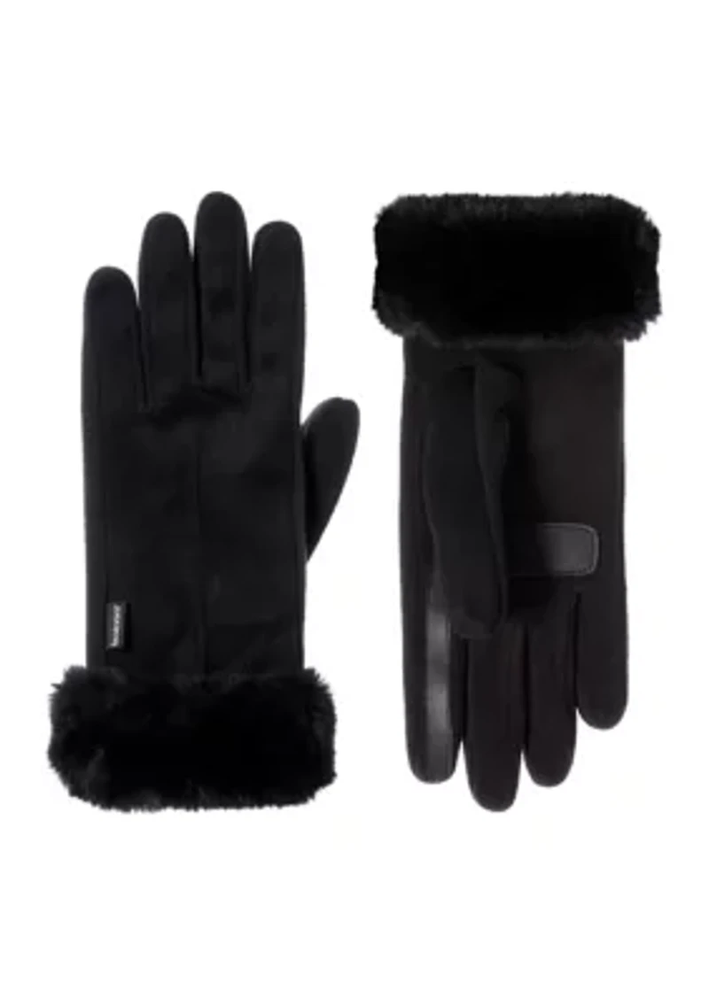 Women’s Recycled Microsuede/Fleece Water Repellent Gloves with Fur Cuff