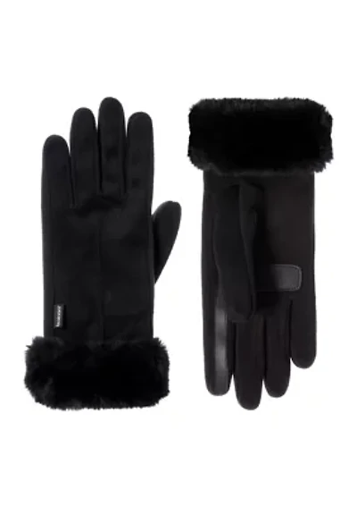 Women’s Recycled Microsuede/Fleece Water Repellent Gloves with Fur Cuff
