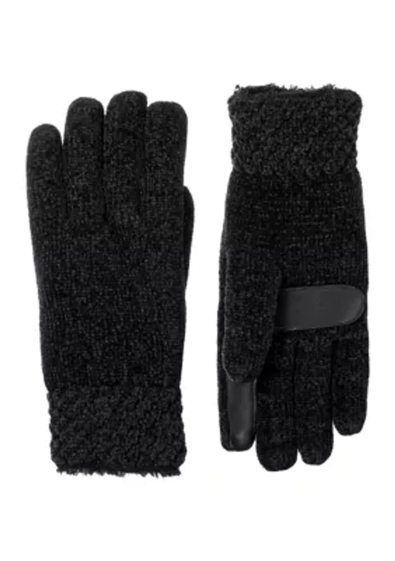 Women’s Recycled Chenille Knit Water Repellent Gloves with Popcorn Cuff